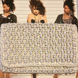 Beautiful, white, Beaded, Vintage clutch.